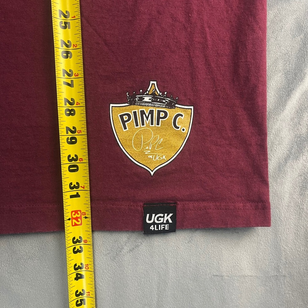 Vintage UGK 4 Life Pimp C T-Shirt Mens 2XL Burgundy Algierz Rap Streetwear - Picture 5 of 10